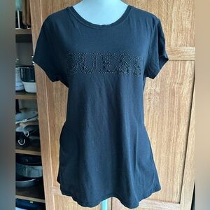 Guess Black Rhinestone Studded Embellished Tee